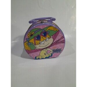 Vintage Rugrats Angelica Pickles Nickelodeon Plastic Handle Candy Lunch Tin